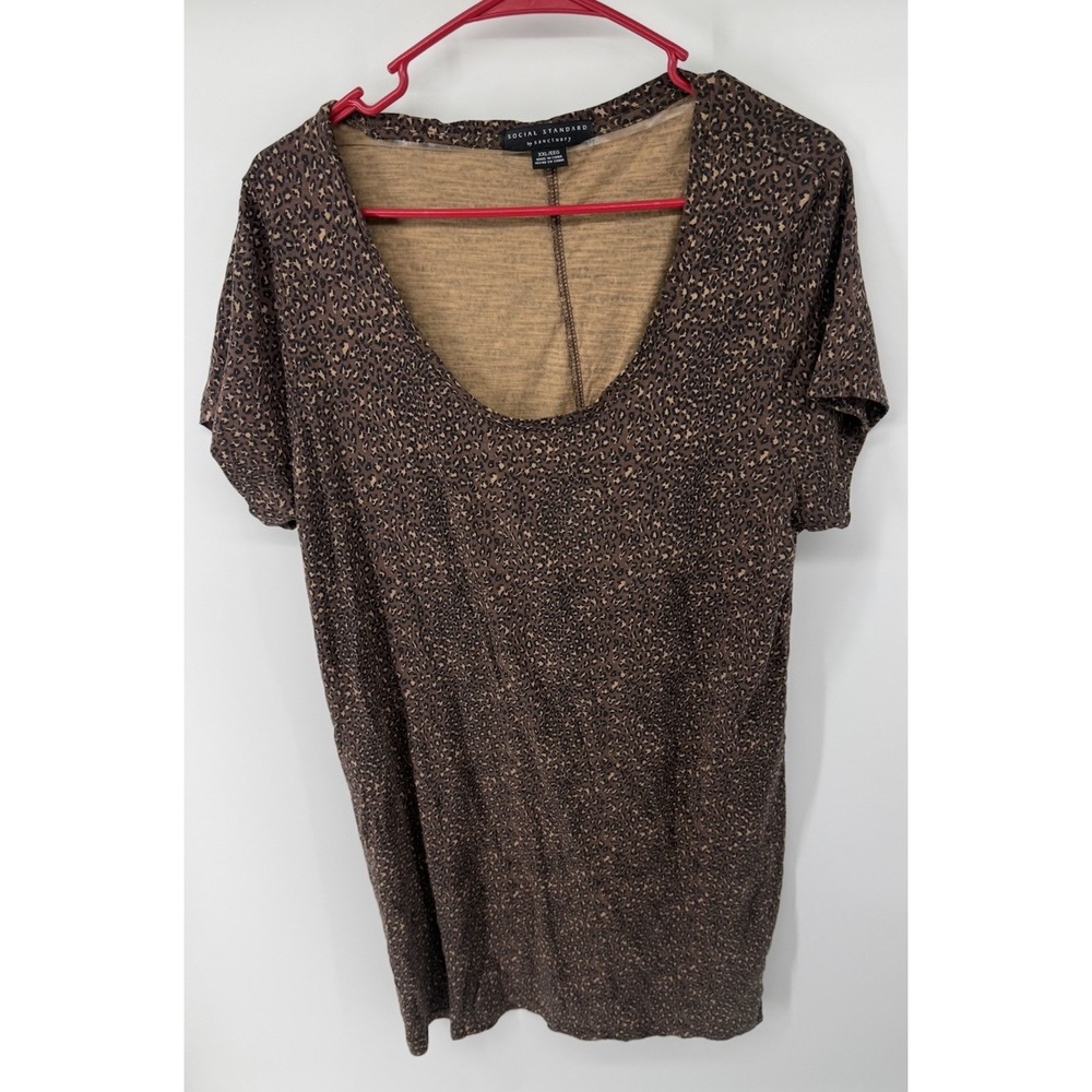 Social Standard Sanctuary Women's XXL Leopard Print Brown T-Shirt Dress